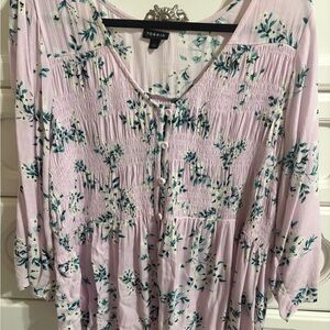 Torrid Pink Pleated Tie Front Blouse